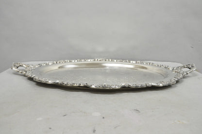 Vintage Poole 400 Lancaster Rose Oval Silver Plated Bar Serving Platter Tray