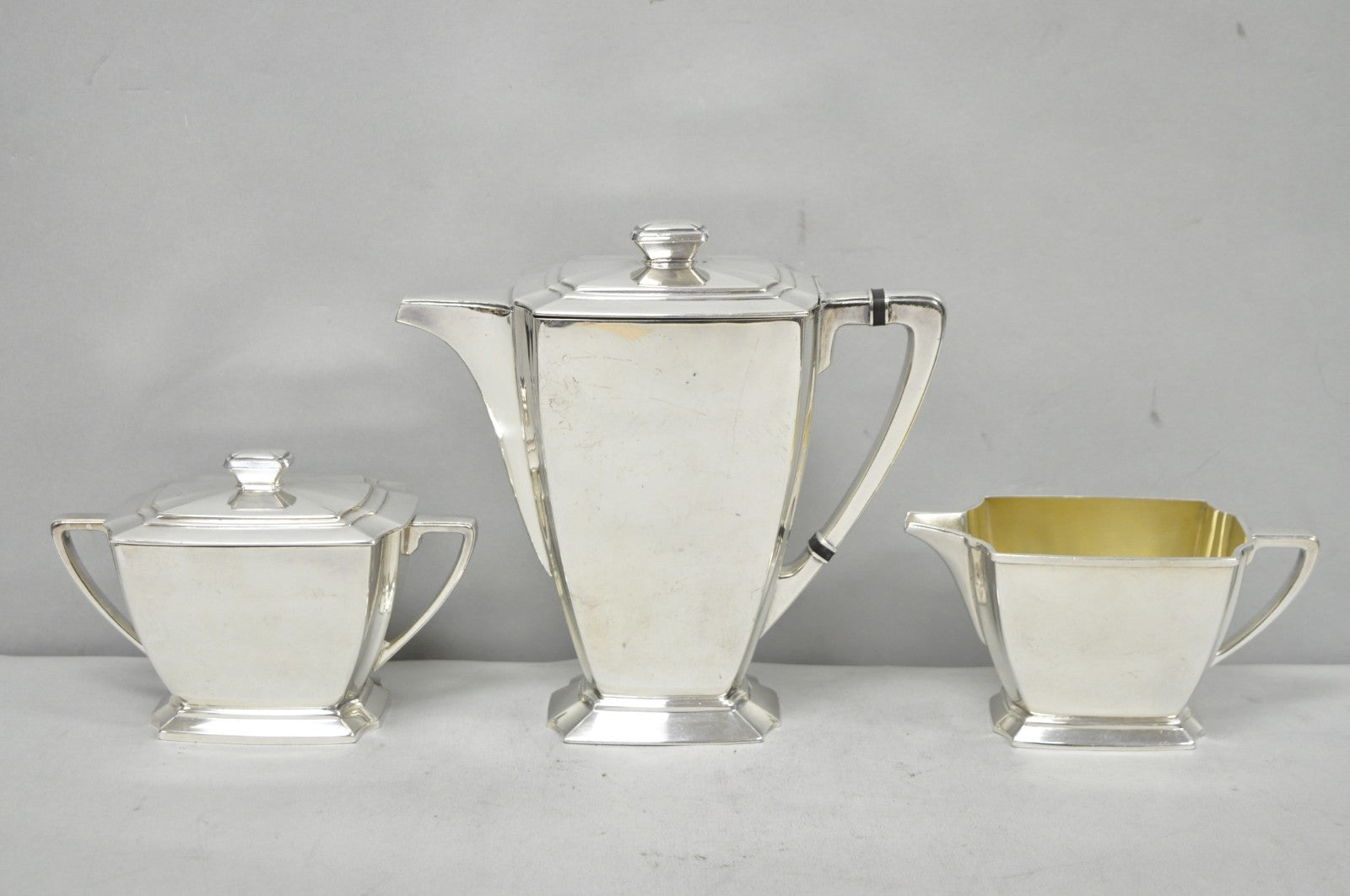 Antique 1847 Rogers Bros "Legacy" Art Deco Silver Plated Tea Set - 3 Pc Set