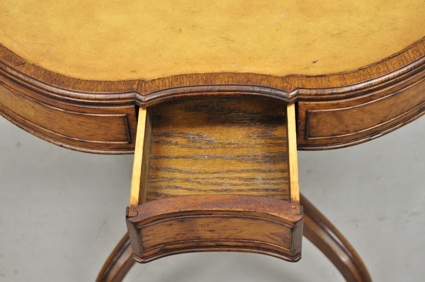 Vintage English Regency Leather Top Mahogany Drum End Table w/ 4 Drawers - Pair