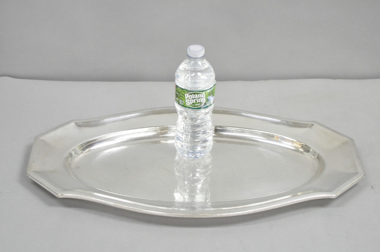 Antique English Edwardian Silver Plated 21" Serving Platter Tray w/ "S" Monogram