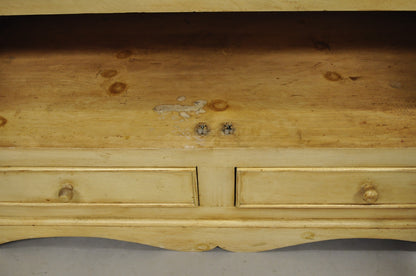 French Country Provincial Distressed Knotty Pine Wood 2 Part Cupboard Cabinet