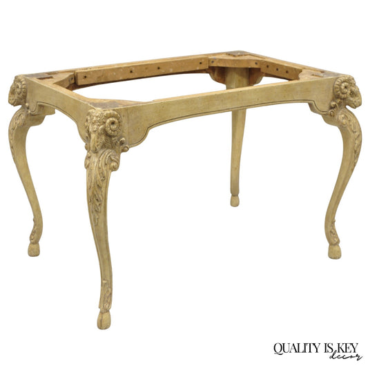 Vintage Italian Regency Rams Head Carved Hoof Foot Console Table Base