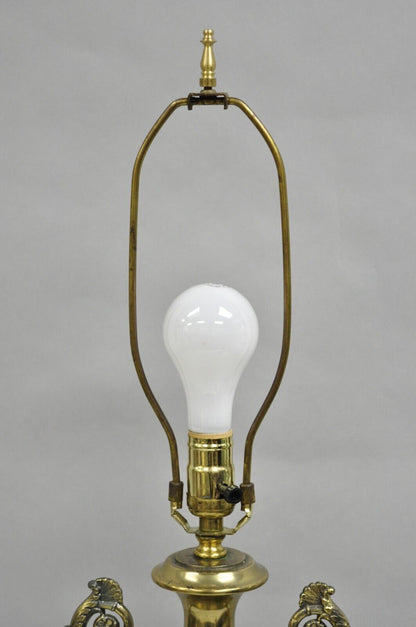 Vintage French Louis XV Renaissance Brass Figural Dancing Cherubs Urn Table Lamp