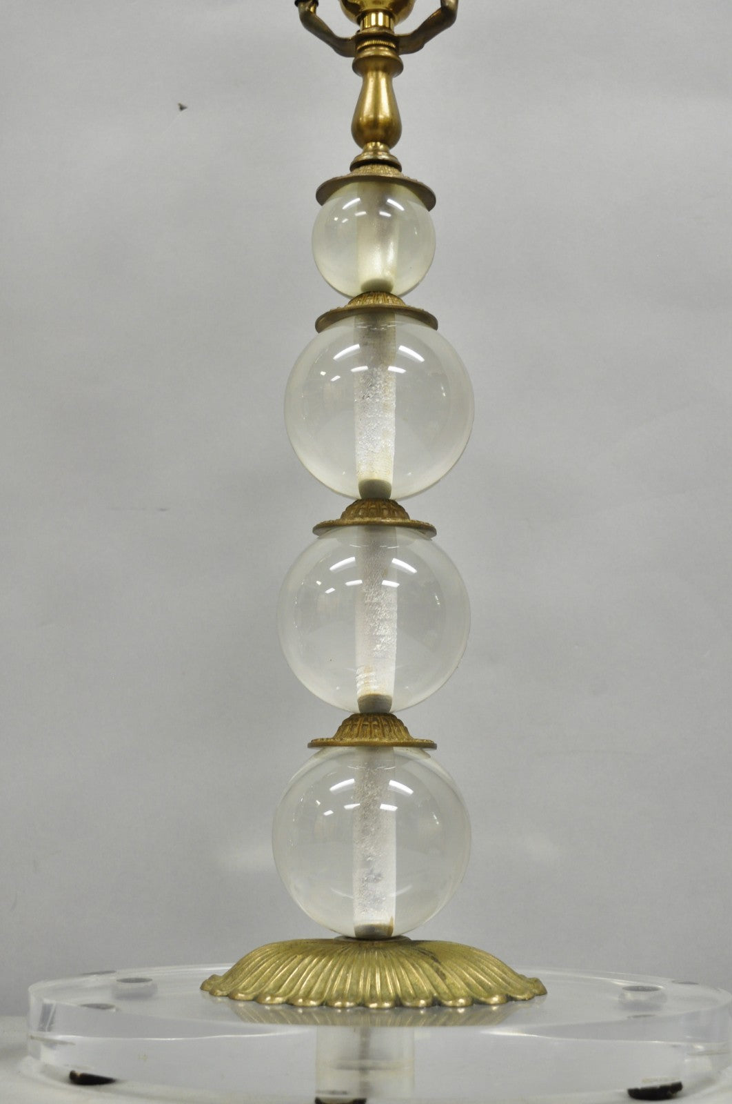 Vintage Art Deco Mid Century Modern Acrylic Lucite Stacked Ball Table Lamps Pair
