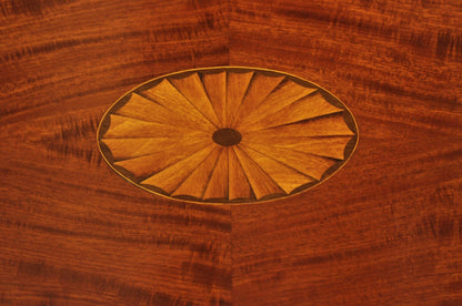 Antique Sheraton Federal Pinwheel Inlay Mahogany 4 Poster Twin Bed Frame - Pair