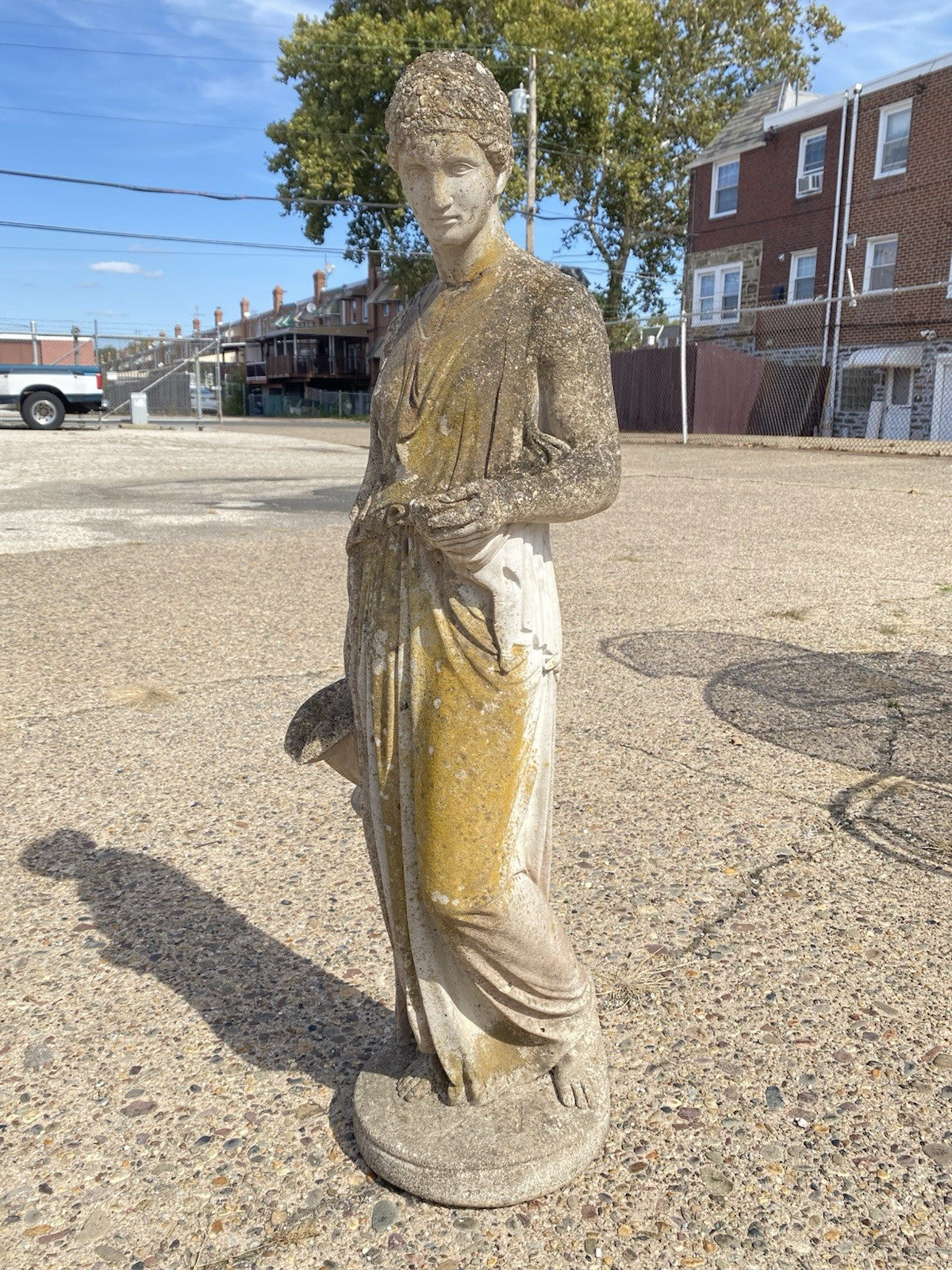 Vintage Greek Classical Goddess Hebe Concrete Stone 40" Garden Statue Figure