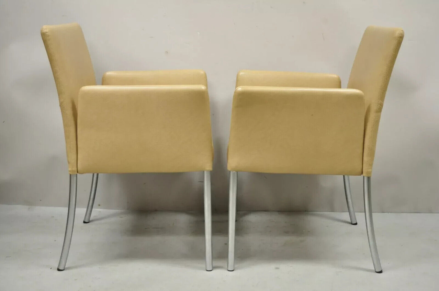 Coalesce Steelcase Beige Leather Model 1510 Switch Guest Arm Chair (A) - a Pair