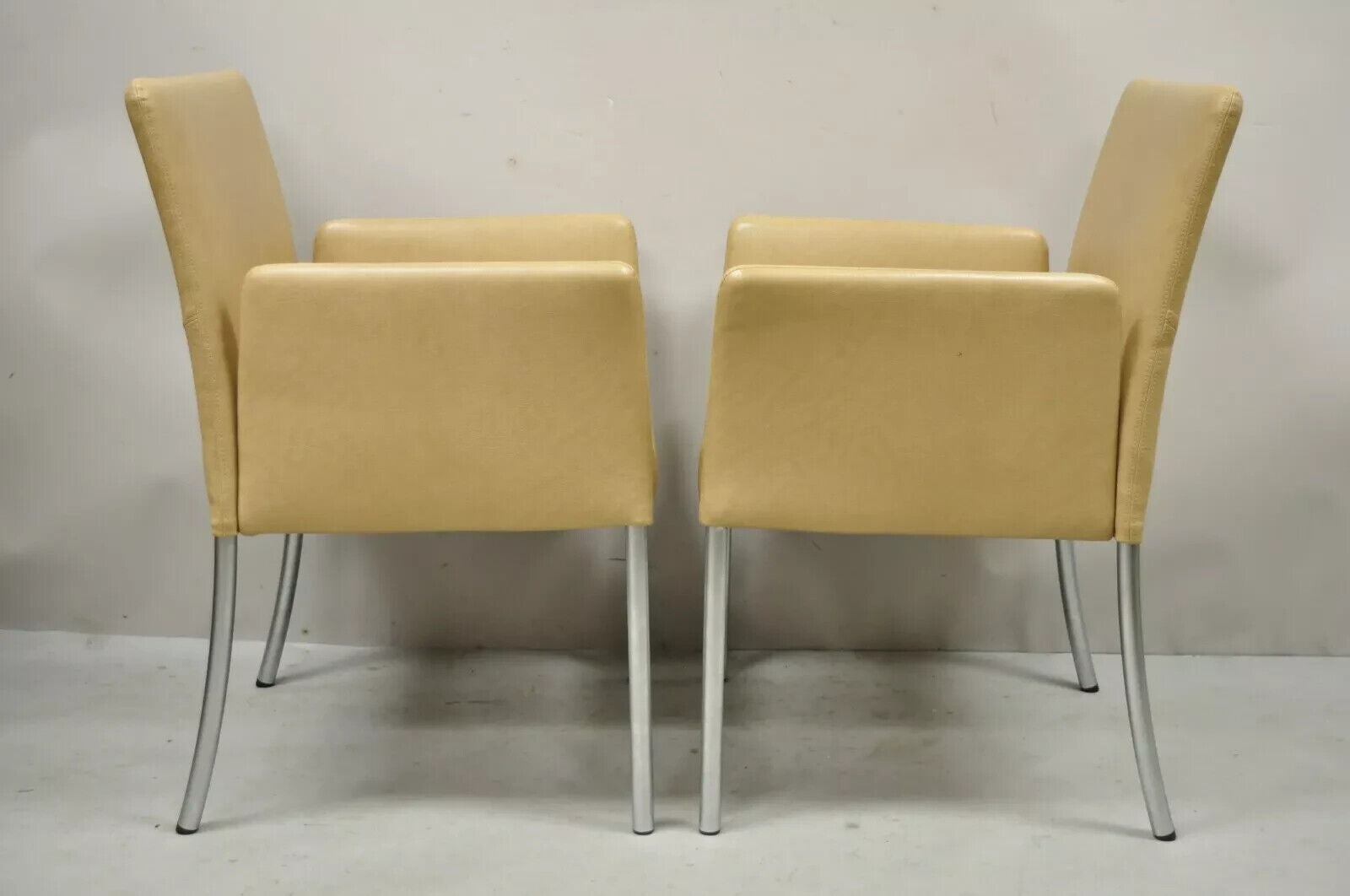 Coalesce Steelcase Beige Leather Model 1510 Switch Guest Arm Chair (A) - a Pair