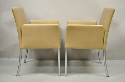 Coalesce Steelcase Beige Leather Model 1510 Switch Guest Arm Chair (A) - a Pair