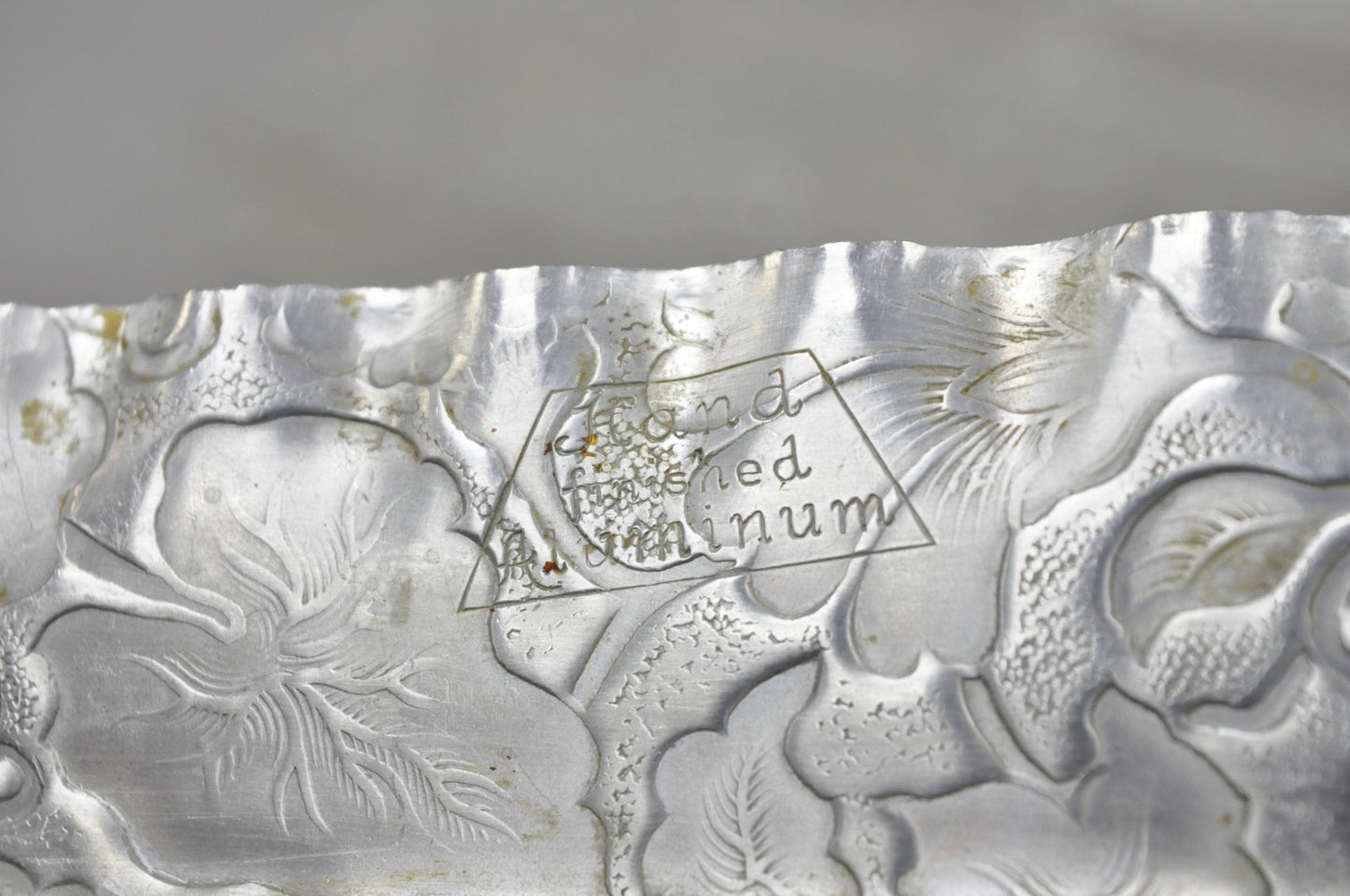 Vintage Art Deco Nouveau Hammered Aluminum Vegetable Relish Serving Platter Tray