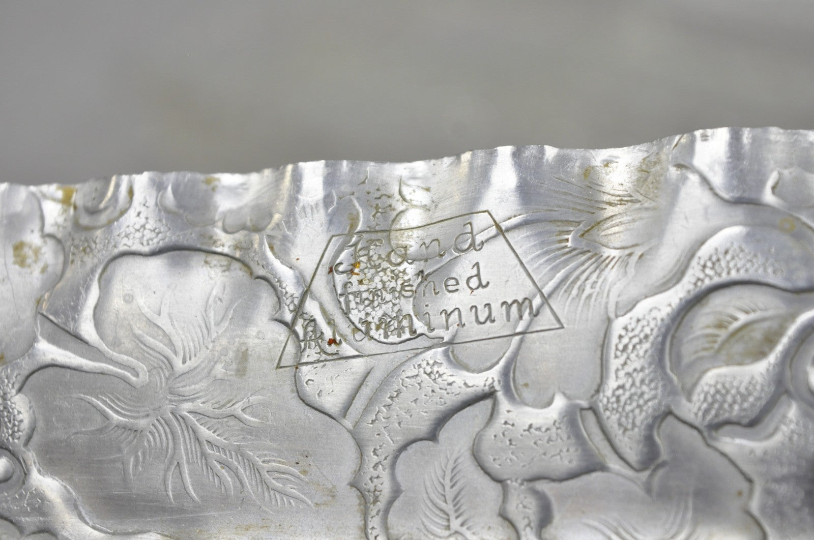 Vintage Art Deco Nouveau Hammered Aluminum Vegetable Relish Serving Platter Tray