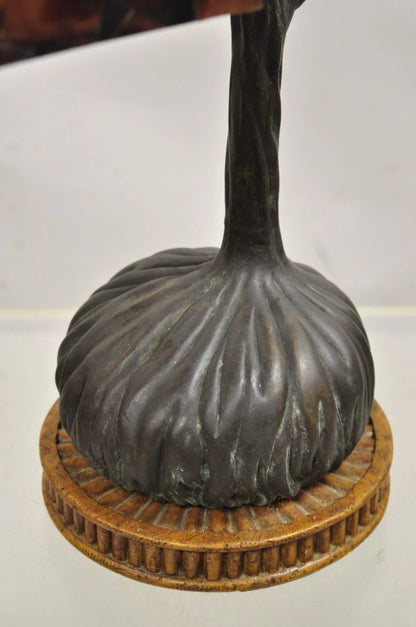 Maitland Smith Figural Bronze Monkey Desk Table Lamp Adjustable Pen Shell Shade