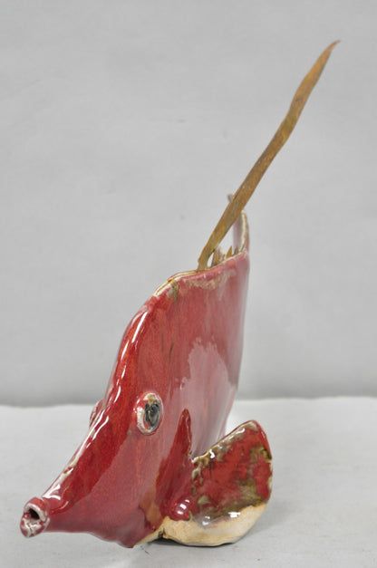 Vintage Mid Century Modern Ceramic Pottery Red Fish by Harry Guthrie Phillips