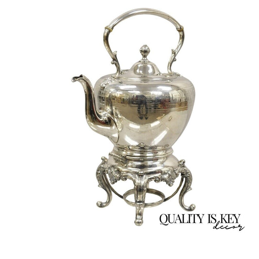 Antique Reed & Barton 1866 Silver Plated Victorian Tilting Tea Pot on Stand