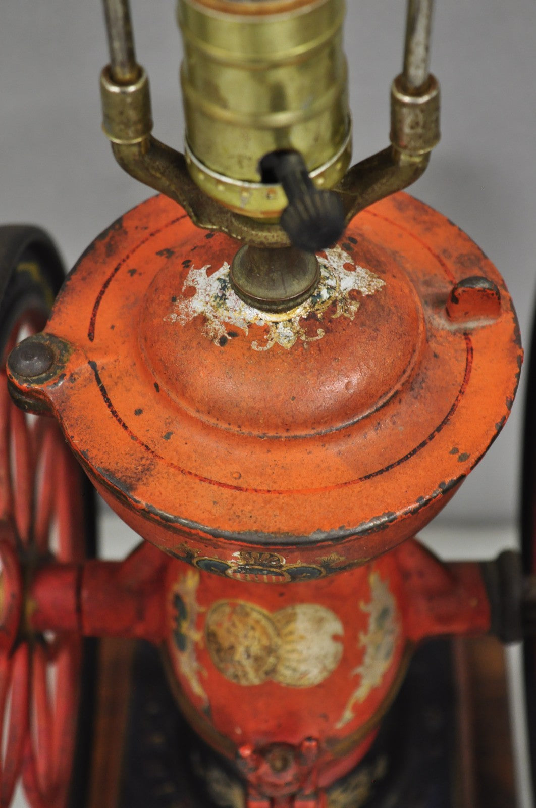 Antique Victorian Enterprise Phila. Red Cast Iron Coffee Mill Grinder Table Lamp