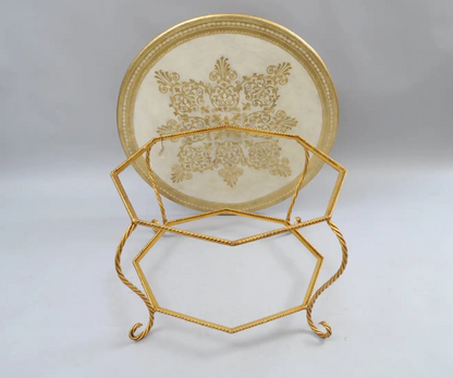 Italian Florentine Hollywood Regency Gold Wood & Iron Rope Round Coffee Table