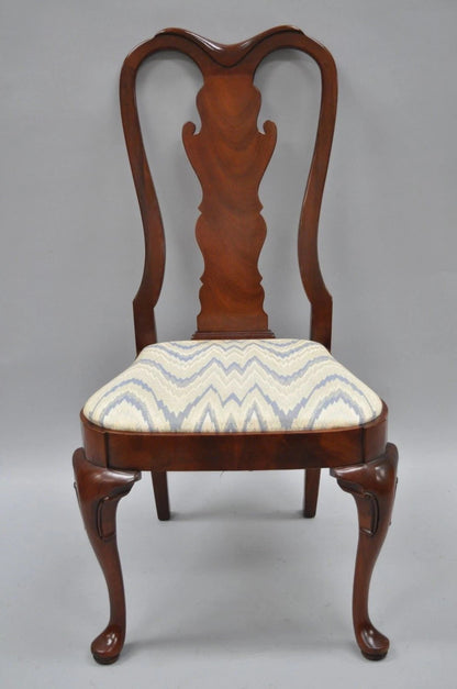 Vintage Queen Anne Style Crotch Mahogany Dining Room Side Chairs - a Pair