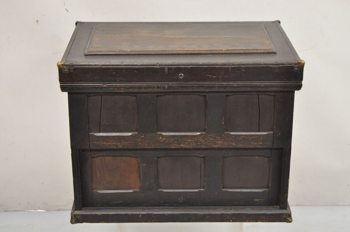 Antique Mission Arts & Crafts Oak Wood Carpenters Tool Chest Cabinet w/ Drawers