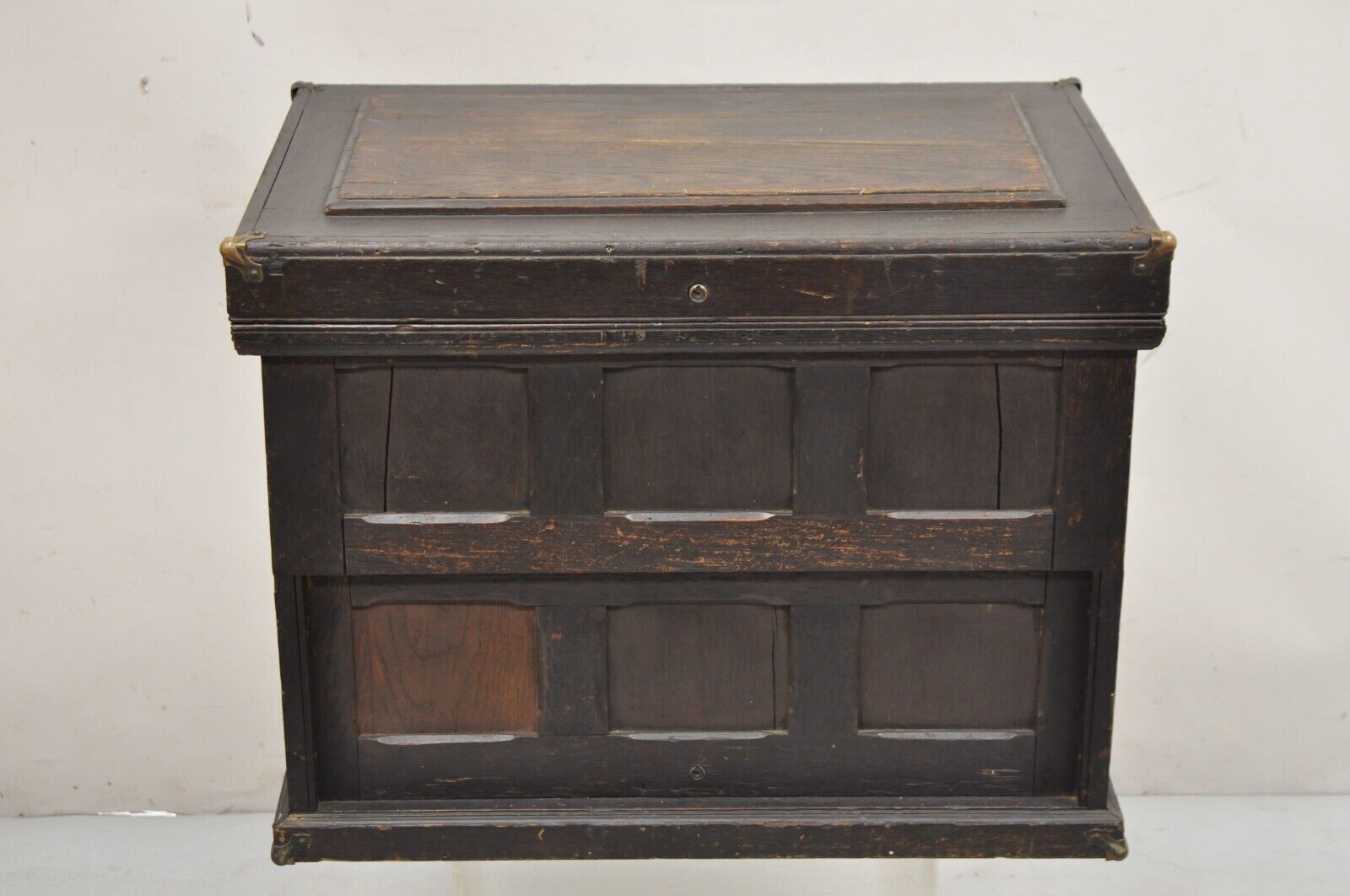 Antique Mission Arts & Crafts Oak Wood Carpenters Tool Chest Cabinet w/ Drawers