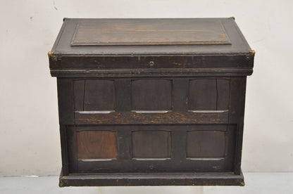 Antique Mission Arts & Crafts Oak Wood Carpenters Tool Chest Cabinet w/ Drawers