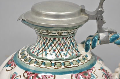 Vintage Keck Keramik Hand Painted Ceramic Pottery German Stein Wine Pitcher