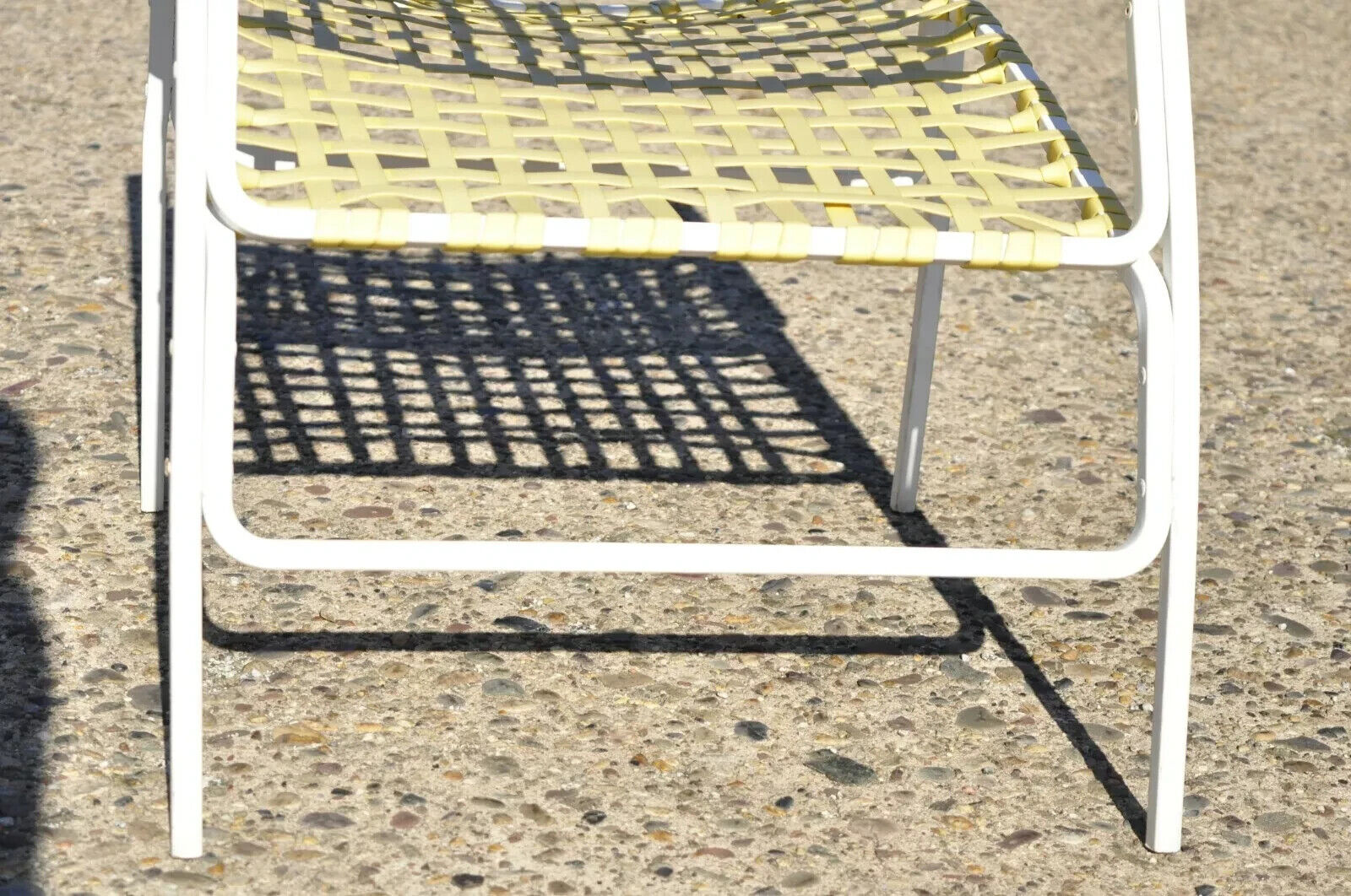Mid Century Yellow Vinyl Strap Aluminum Lounge Chair & Ottoman by Medallion