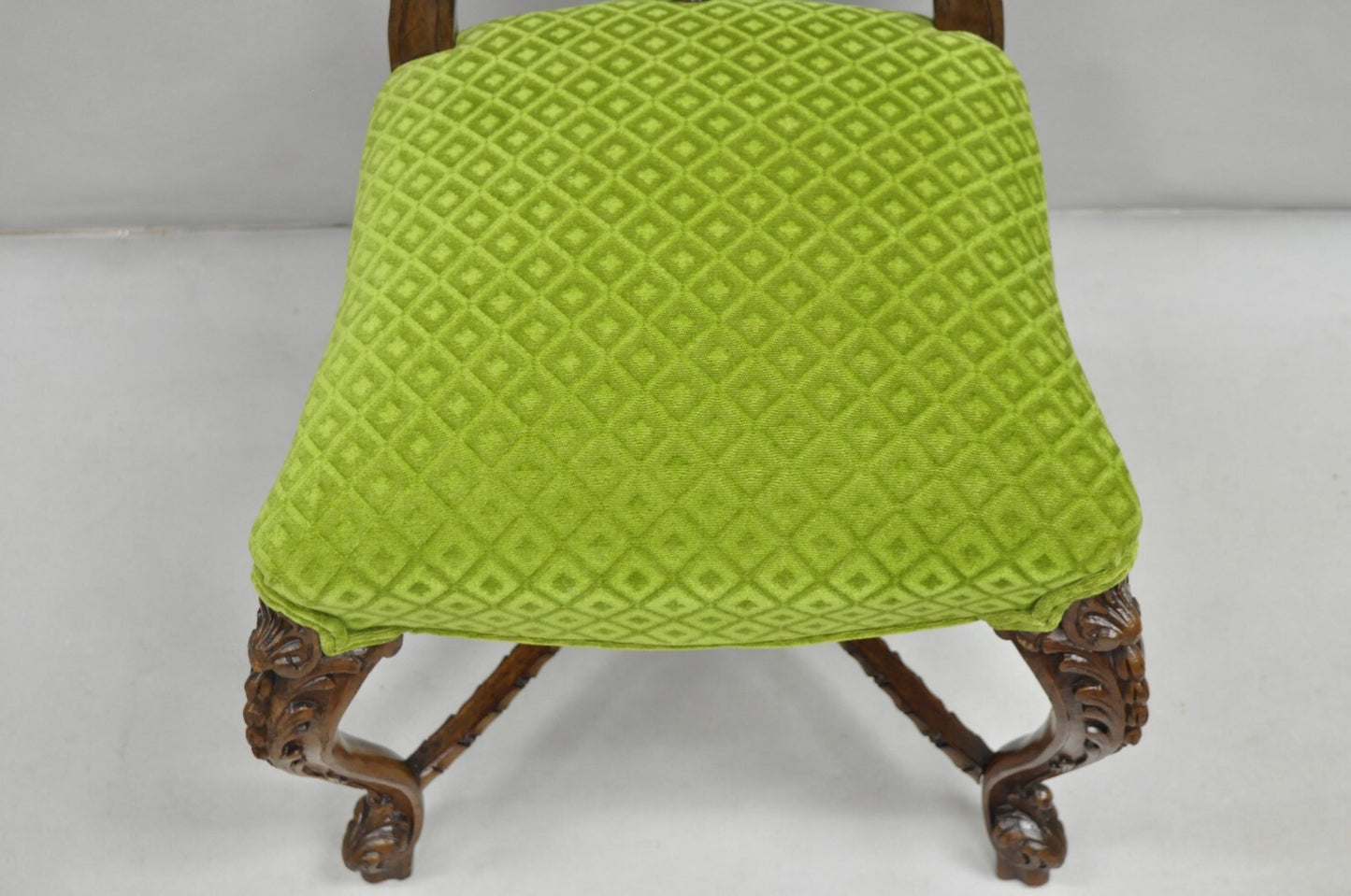 Antique French Rococo Revival Carved Walnut Dining Side Chairs - Set of 6