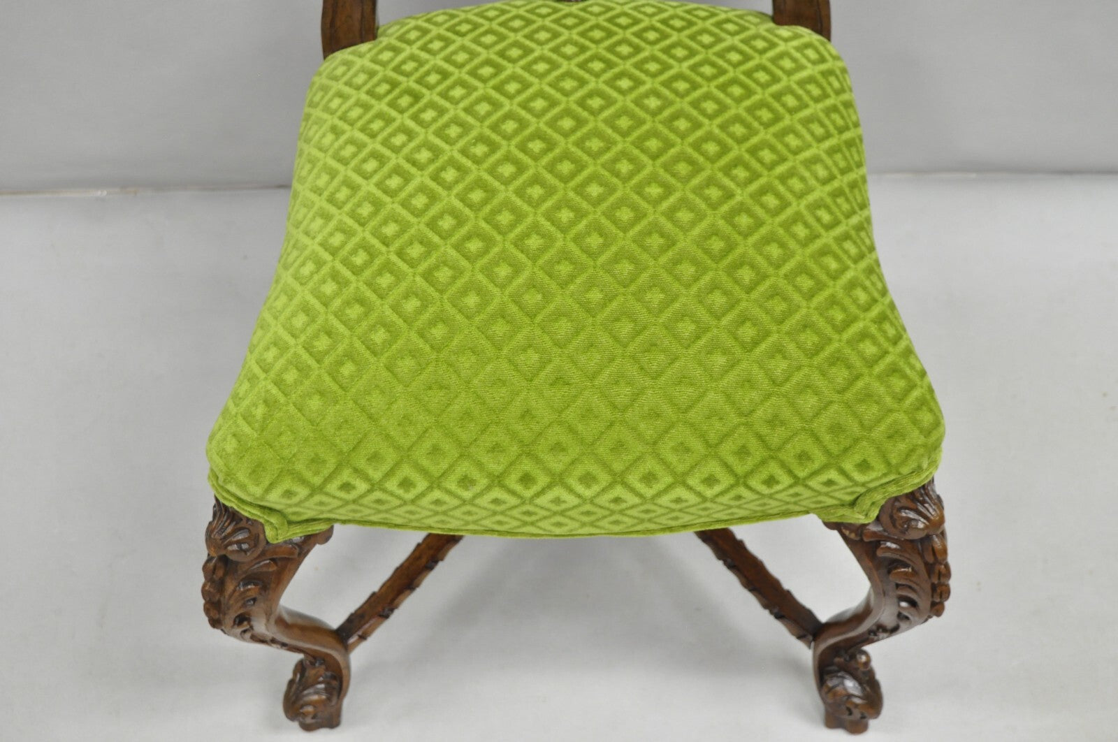 Antique French Rococo Revival Carved Walnut Dining Side Chairs - Set of 6