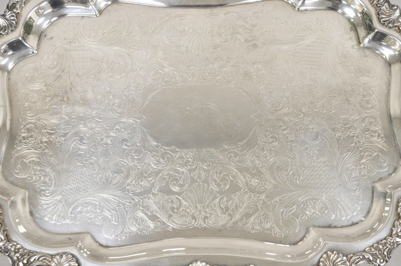 Vintage Loveland Rose Victorian Silver Plated Twin Handle Serving Platter Tray