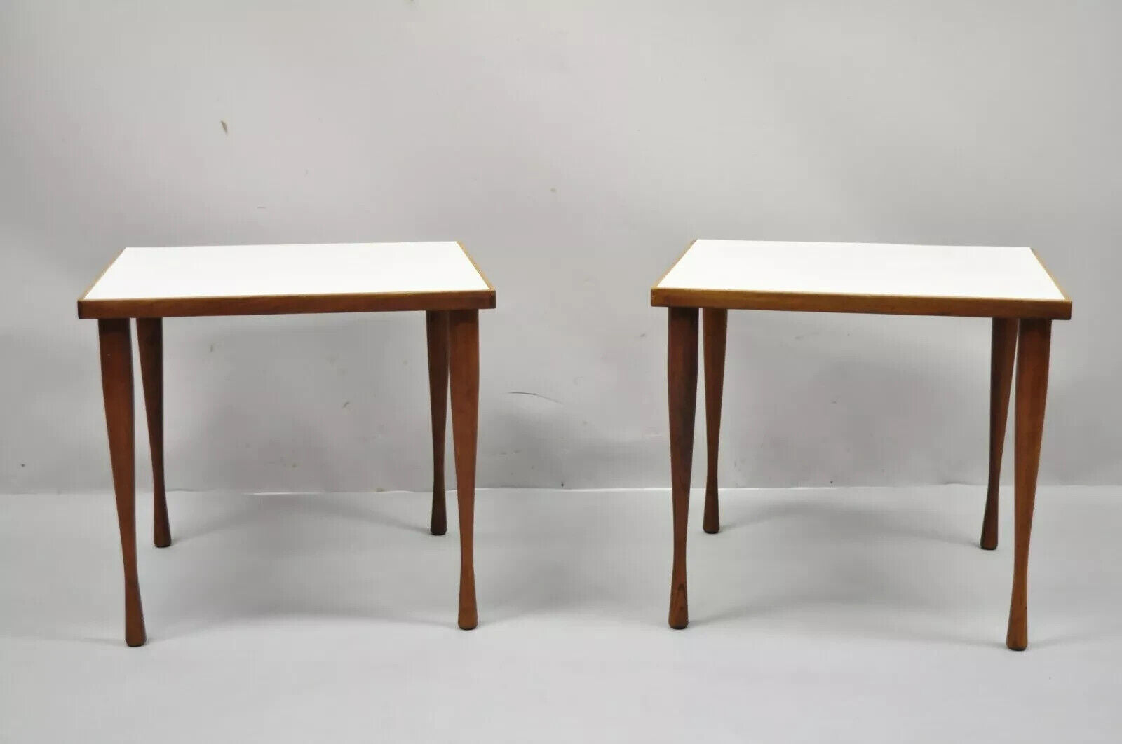 Hans C Andersen Danish Mid Century Modern Teak & Formica Snack Side Table - Pair