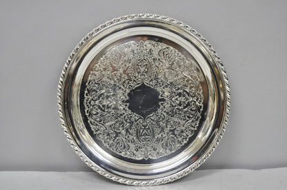 Vintage Oneida Victorian Style 12" Round Silver Plated Serving Platter Bar Tray