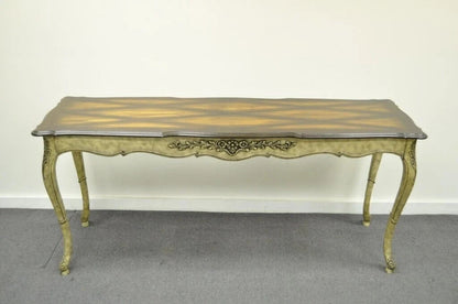 Vintage French Country Louis XV Style Console Hall Table and Pair Stools Benches