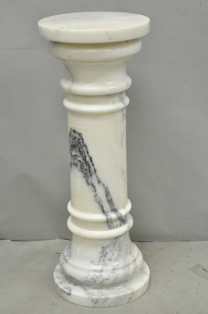 Vintage Italian Classical White Marble Column Form Round 32" Pedestal Bust Stand