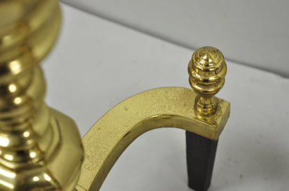 The Harvin Co Vintage Brass Federal Style Branch Foot Fireplace Andirons - Pair