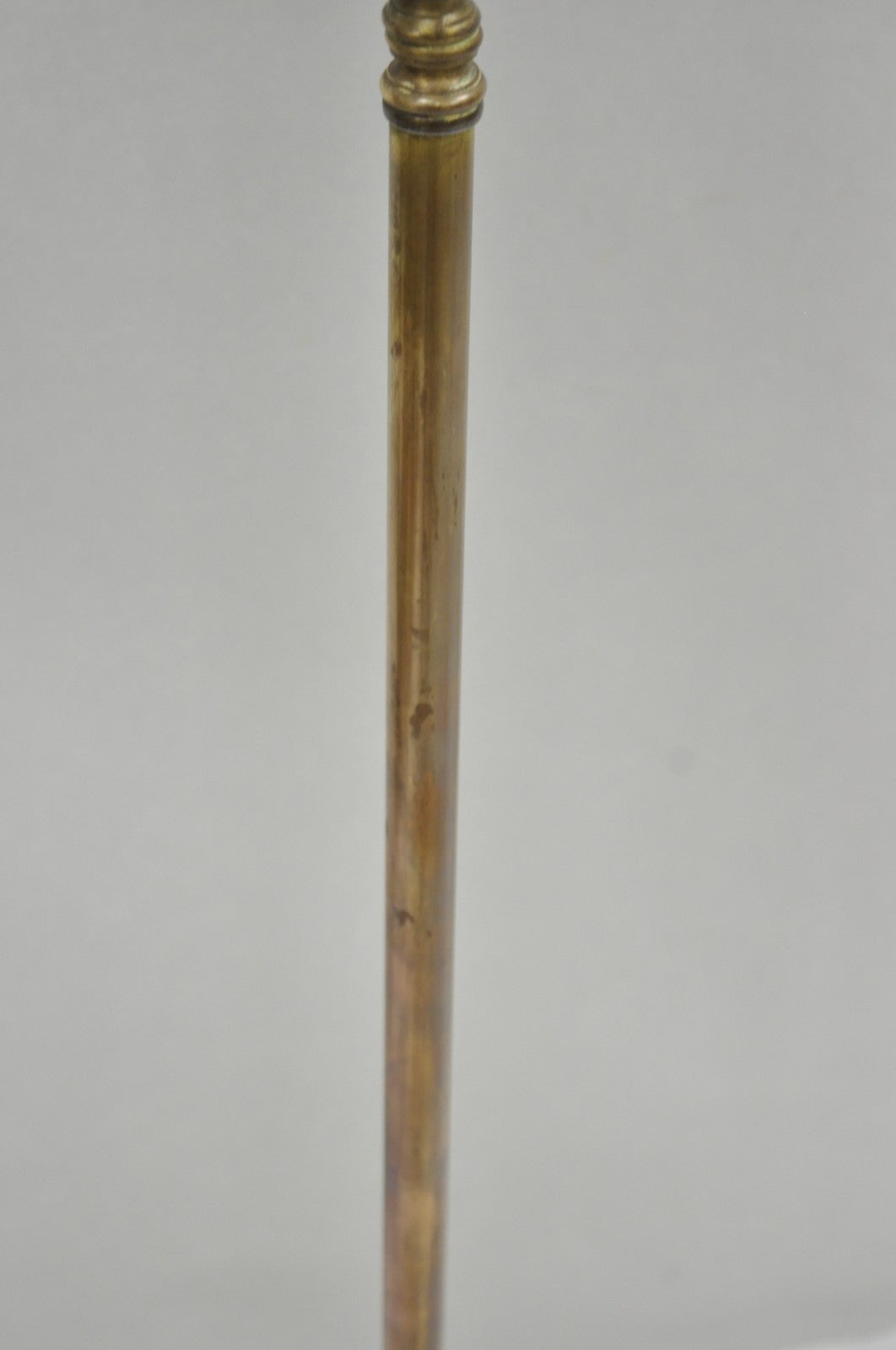 Vintage French Country Brass Reading Floor Pole Lamp with Tole Metal Shade