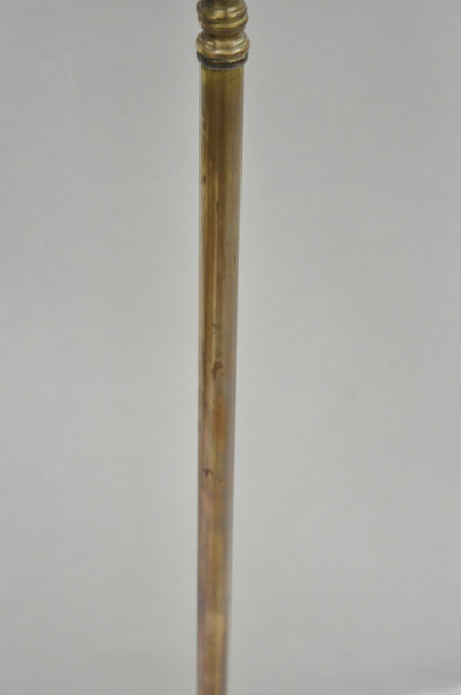 Vintage French Country Brass Reading Floor Pole Lamp with Tole Metal Shade