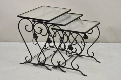 Vintage Salterini Wrought Iron Maple Leaf Garden Nesting Side Tables - Set of 3