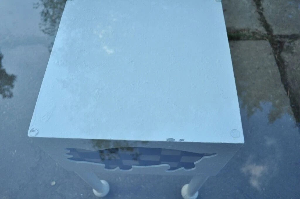 Farmhouse "Butcher" Cow & Pig Painted White & Black Metal & Glass Dining Table