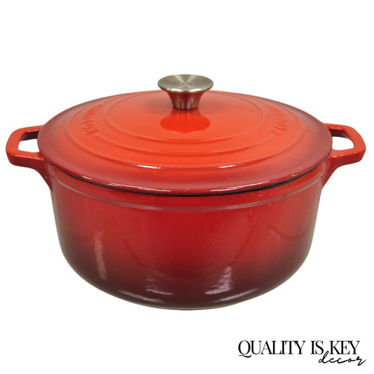 Crofton Red Lava Enamel Cast Iron Lidded Dutch Oven Pot 6 Qt