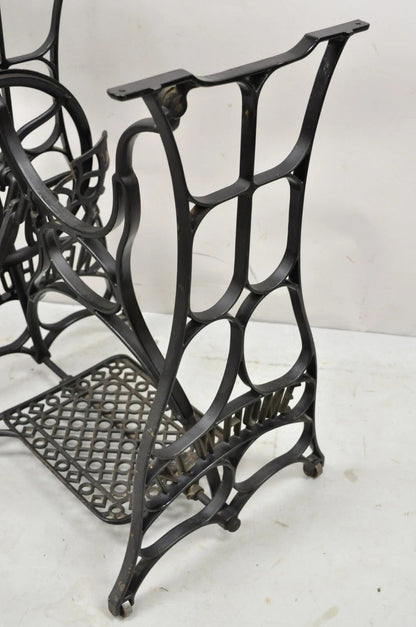 Antique Black Cast Iron Treadle Sewing Machine Table Base by New Home
