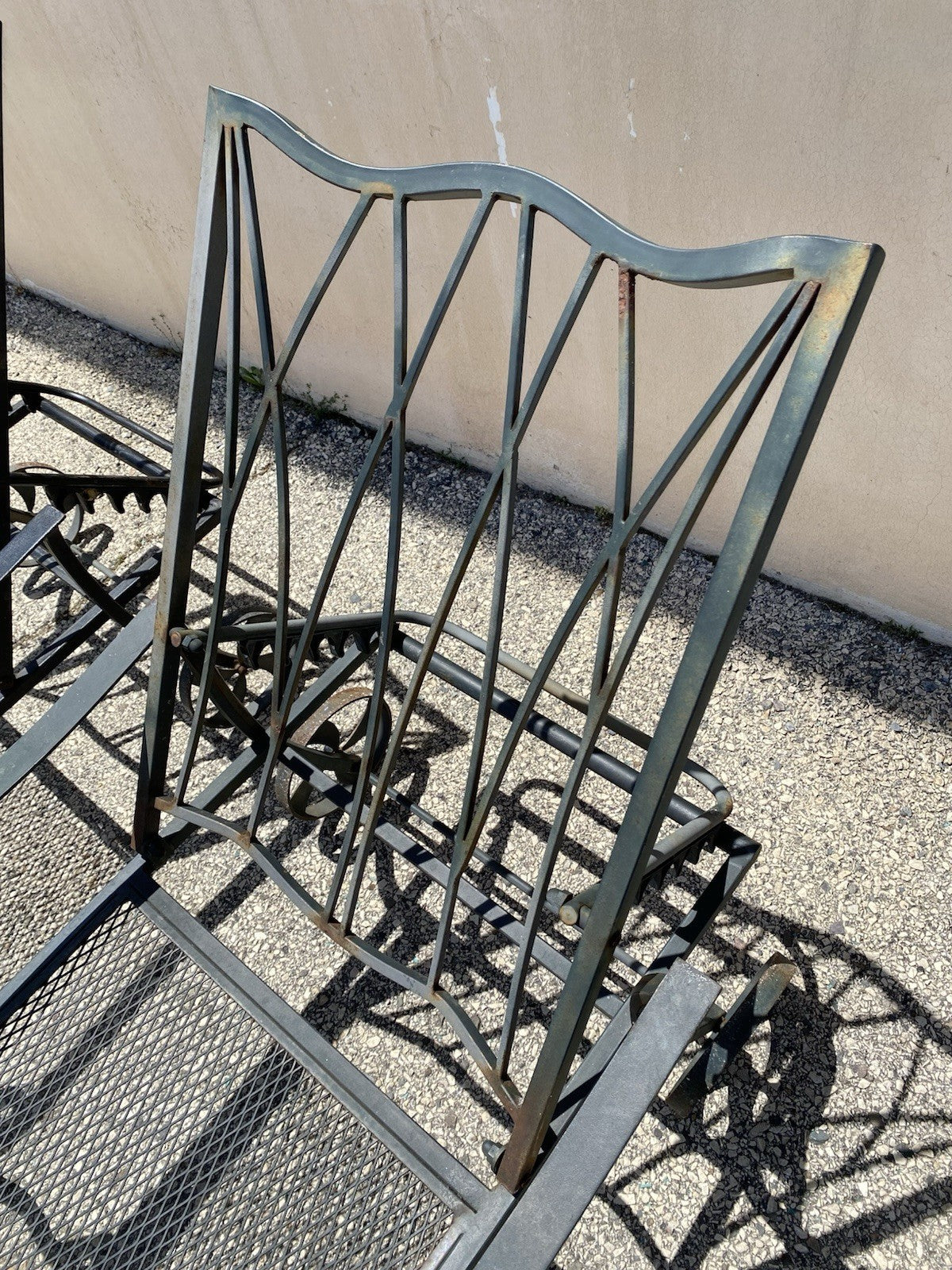 Woodard Style Wrought Iron Lattice Garden Patio Chaise Lounge Chair - a Pair