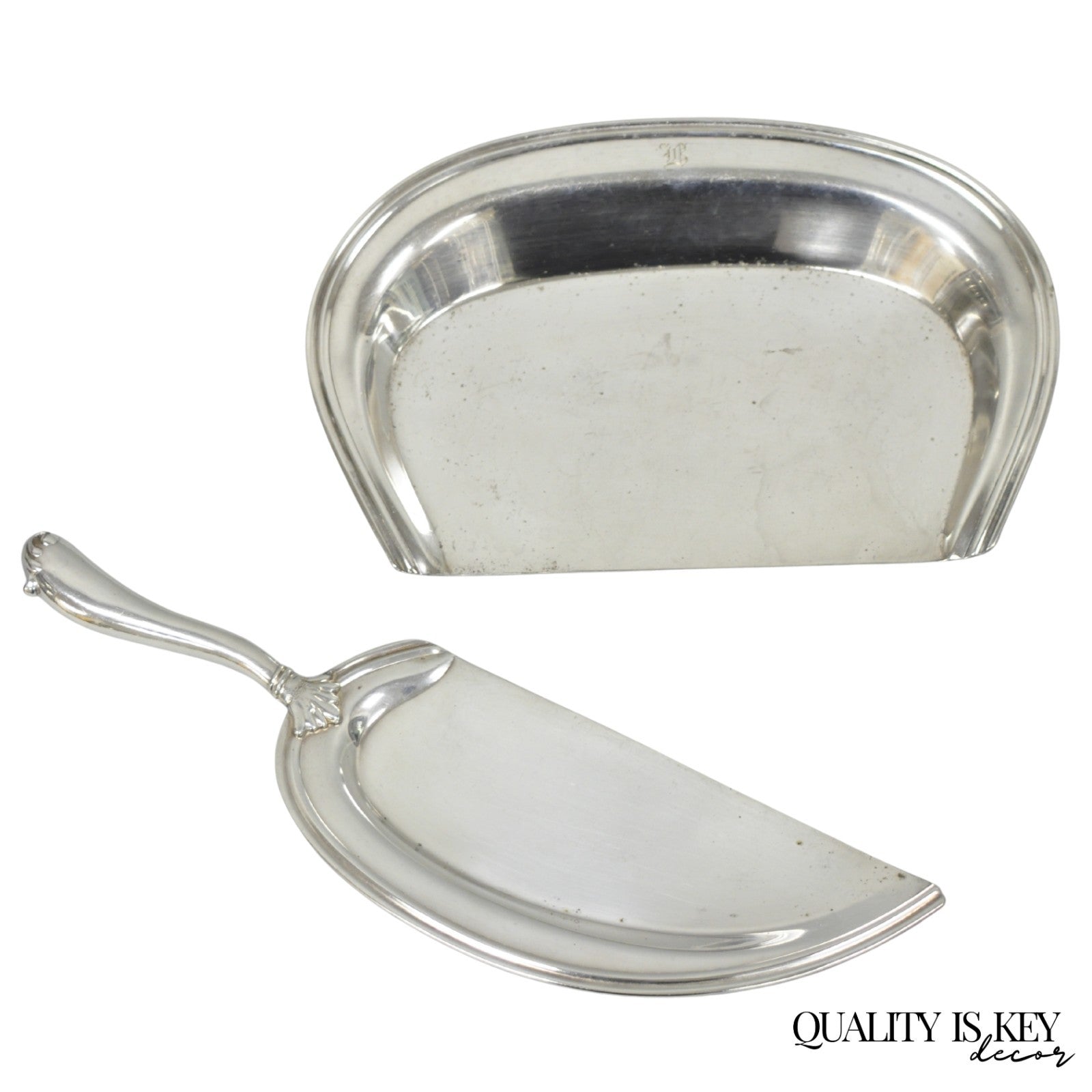 Vintage Bernard Rice's Sons Inc Silver Plated Crumb Catcher Silent Butler Set