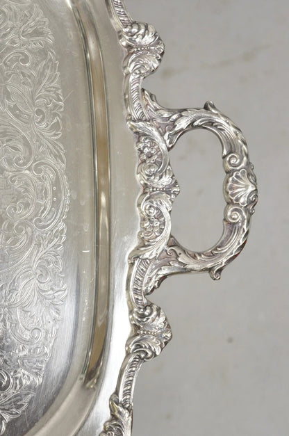 Vintage EPCA Old English by Poole 5032 Silver Plated Ornate Serving Platter Tray