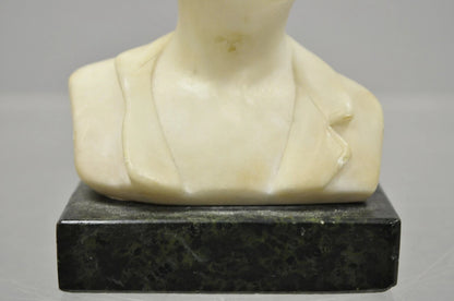Antique 6" Carved Alabaster Marble Boy Bust Smoking Cigarette Signed "Martin"