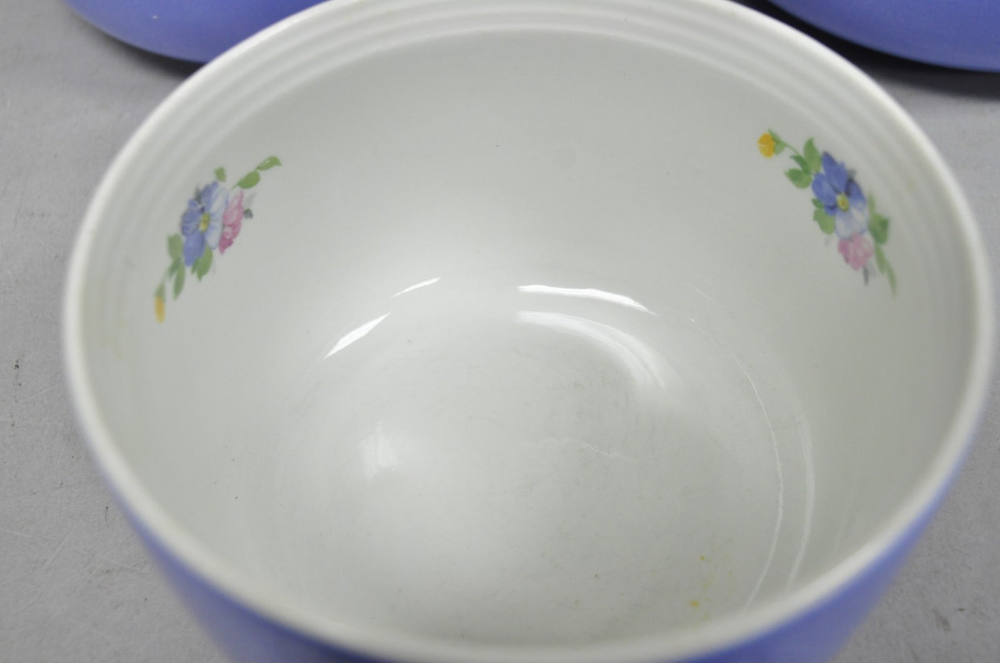 Vintage Hall's "Rose Parade" 1259 Blue Ceramic Nesting Mixing Bowls - Set of 3