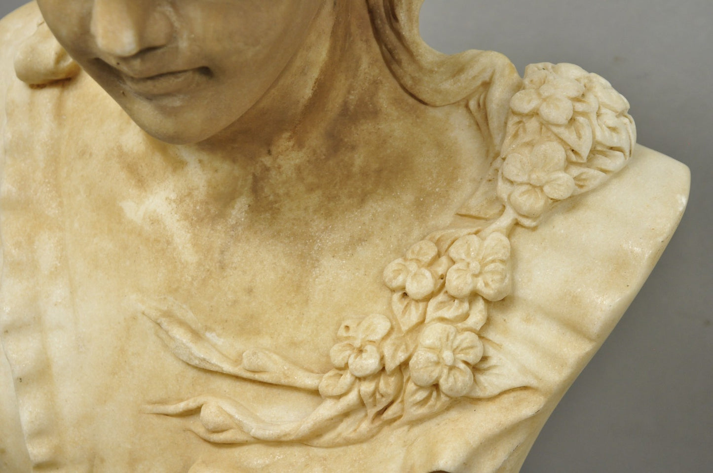 Vintage Victorian Style Carved Marble Young Lady Maiden Bust Statue Sculpture