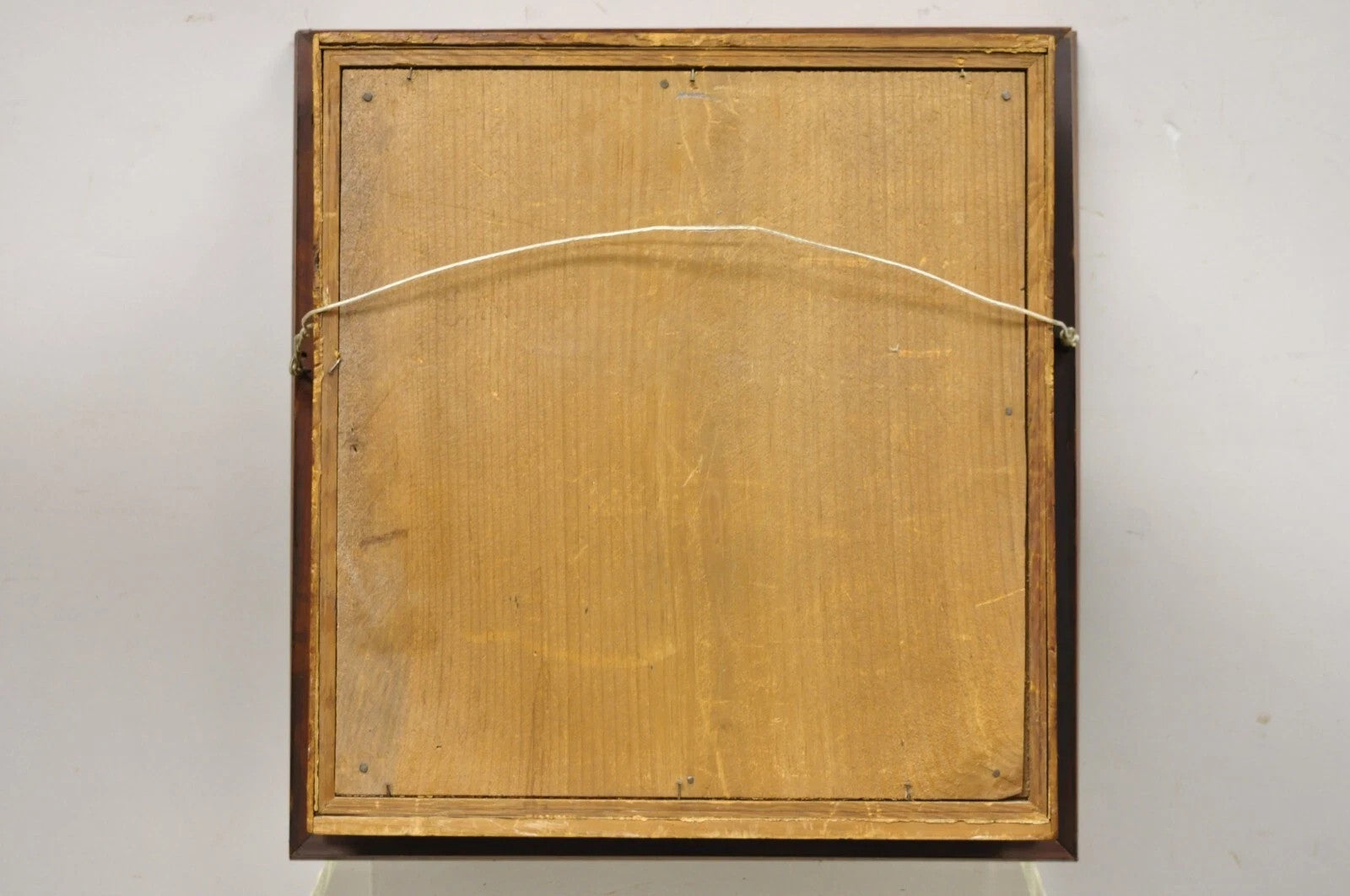 Antique Victorian White Feather Floral Mourning Wreath Mahogany Wood Shadow Box