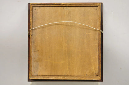 Antique Victorian White Feather Floral Mourning Wreath Mahogany Wood Shadow Box