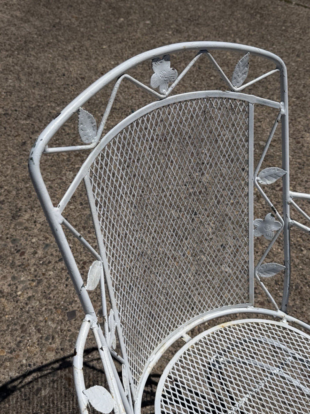 Vintage Woodard Era Floral Wrought Iron Springer Garden Patio Arm Chair - a Pair