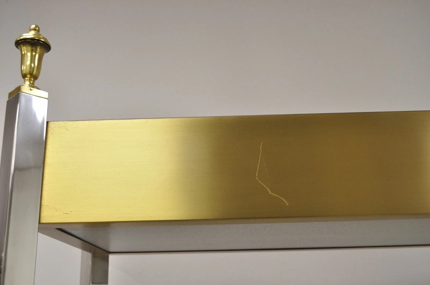 Vintage Mid Century Modern Lighted Chrome & Brass Etagere Display Shelf Curio